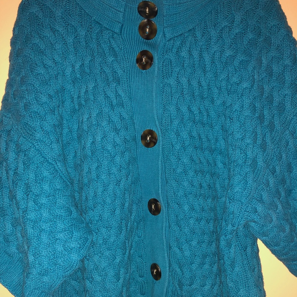 Turquoise waffle knit chunky sweater